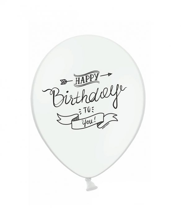 gimtadienis juoda balta 1 Balionas "Happy Birthday"