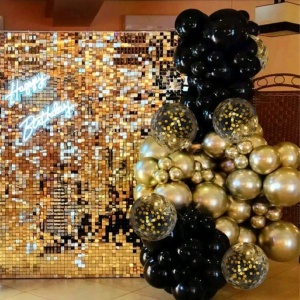 Balionų rinkinys balionų girliandai (juoda, auksinė)