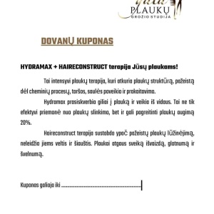 Dovanų kuponas plaukų terapijai GARGŽDUOSE